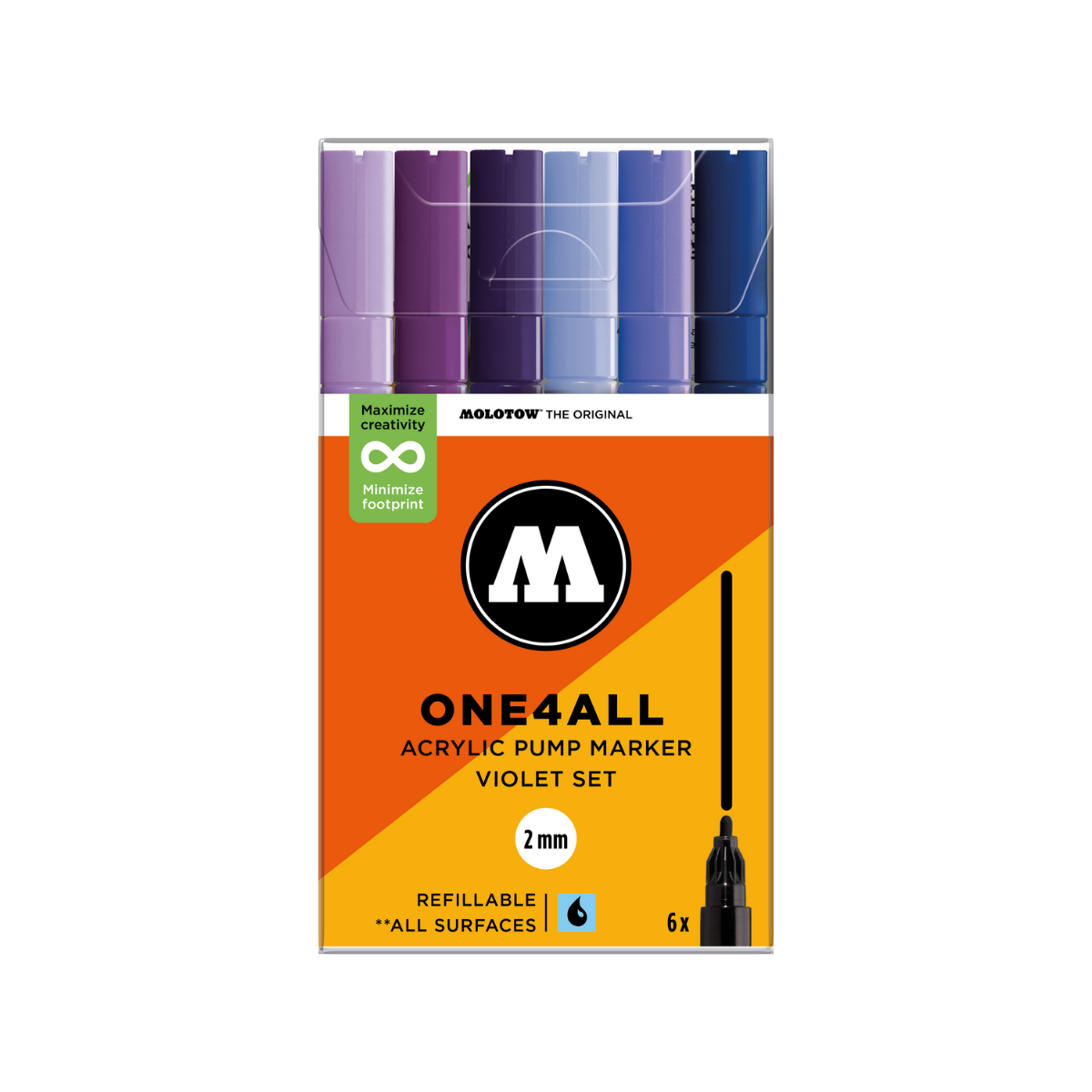 Molotow ONE4ALL 2mm. 6 stk. Violet sæt