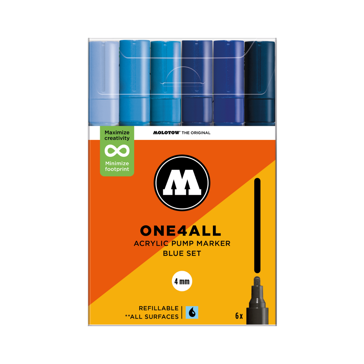 Molotow ONE4ALL 4mm. 6 stk. Blue sæt