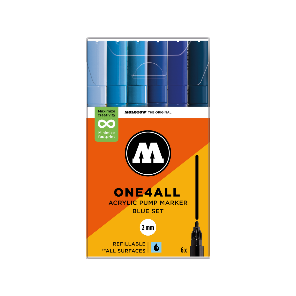 Molotow ONE4ALL 2mm. 6 stk. Blue sæt