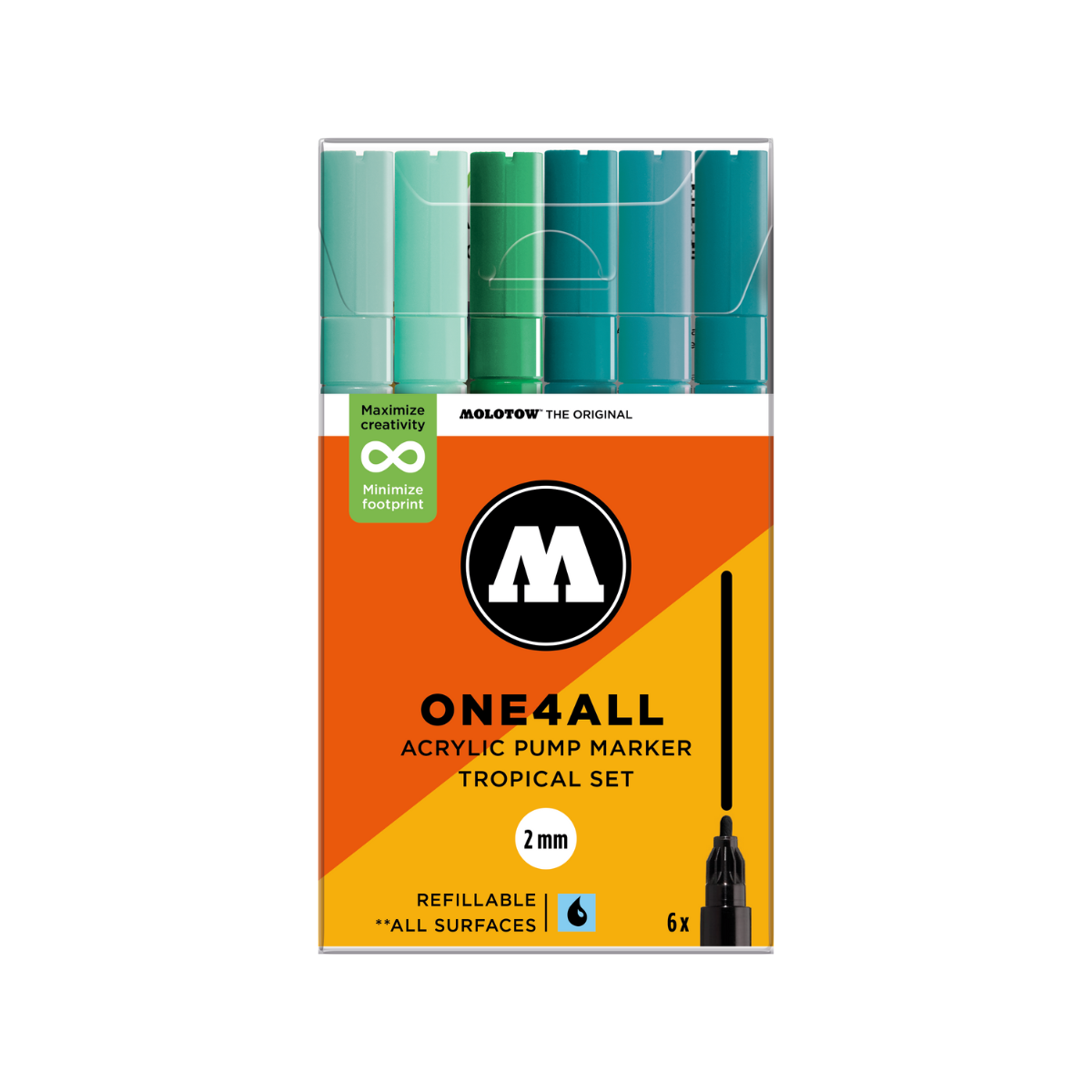 Molotow ONE4ALL 2mm. 6 stk. Tropical sæt