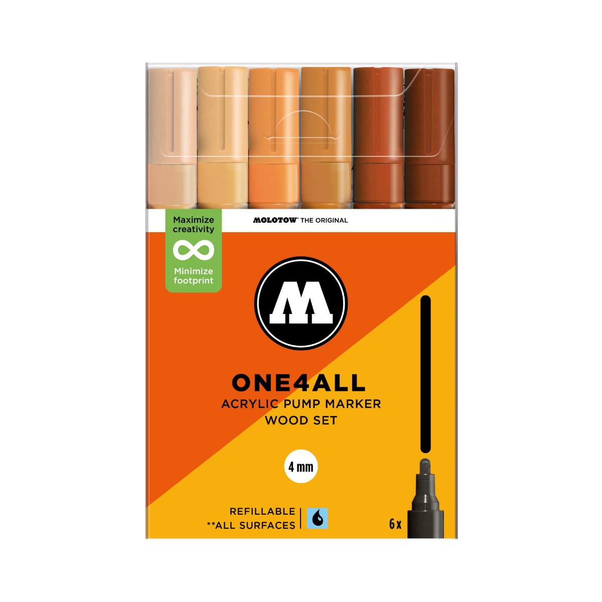 Molotow ONE4ALL 6 stk.Wood sæt