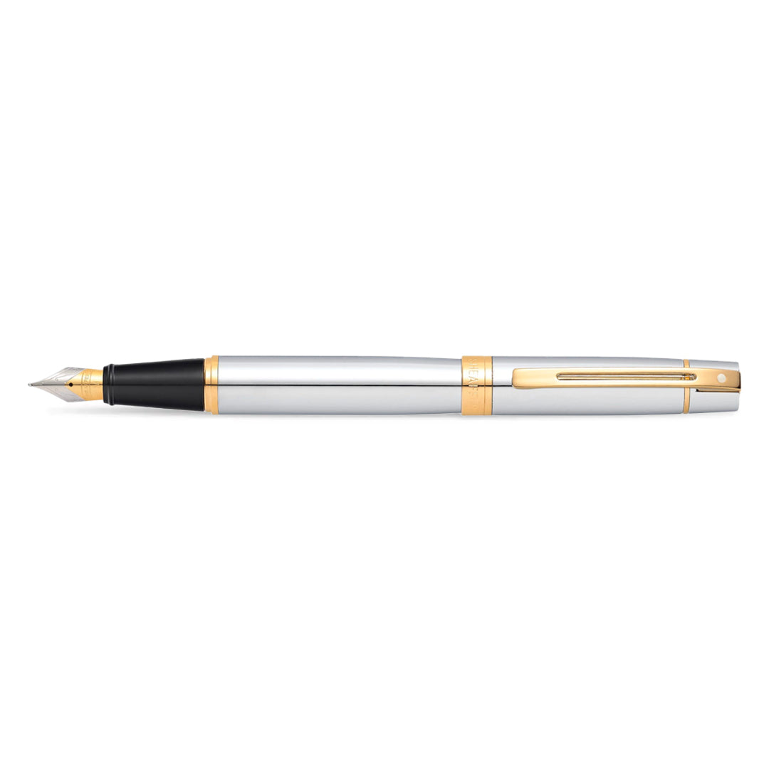 Sheaffer 300 Bright krom med gulddetaljer