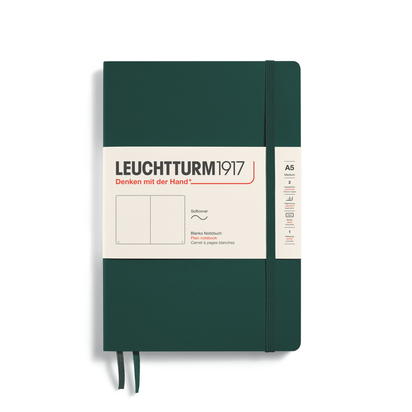 Leuchtturm1917 Notesbog Softcover A5 121s Blank Forest Green