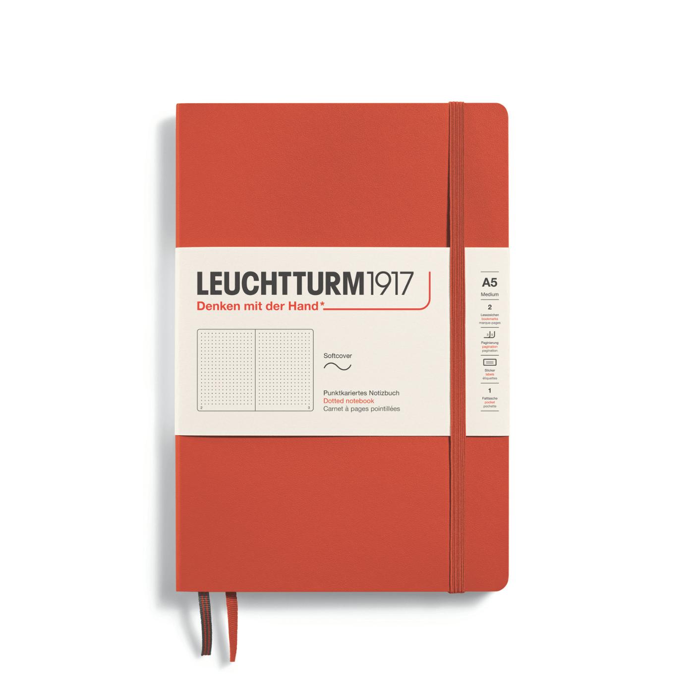 Leuchtturm1917 Notesbog Softcover A5 121s Prikket Fox Red