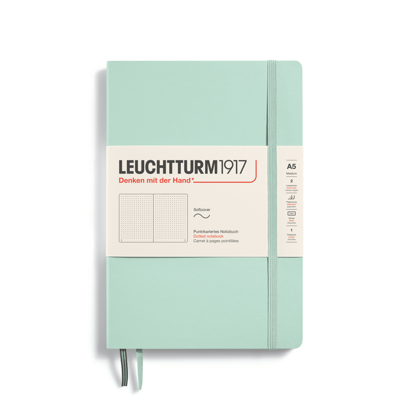 Leuchtturm1917 Notesbog Softcover A5 121s Prikket Mint Green