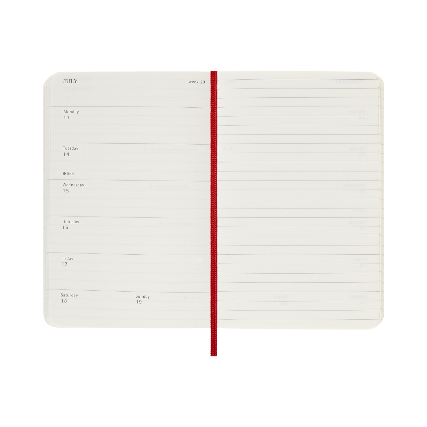 Moleskine Kalender Soft 12M Week Note Pocket Rød 2026