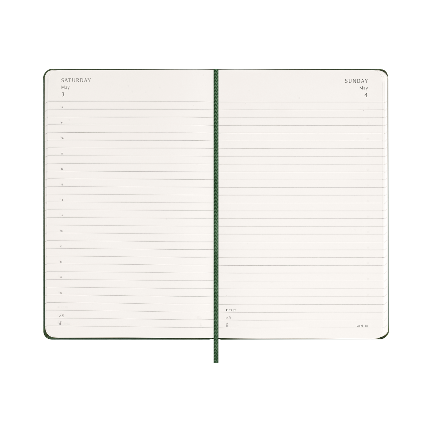 Moleskine Kalender Hard 12M Daily Large Myrtle Green 2026