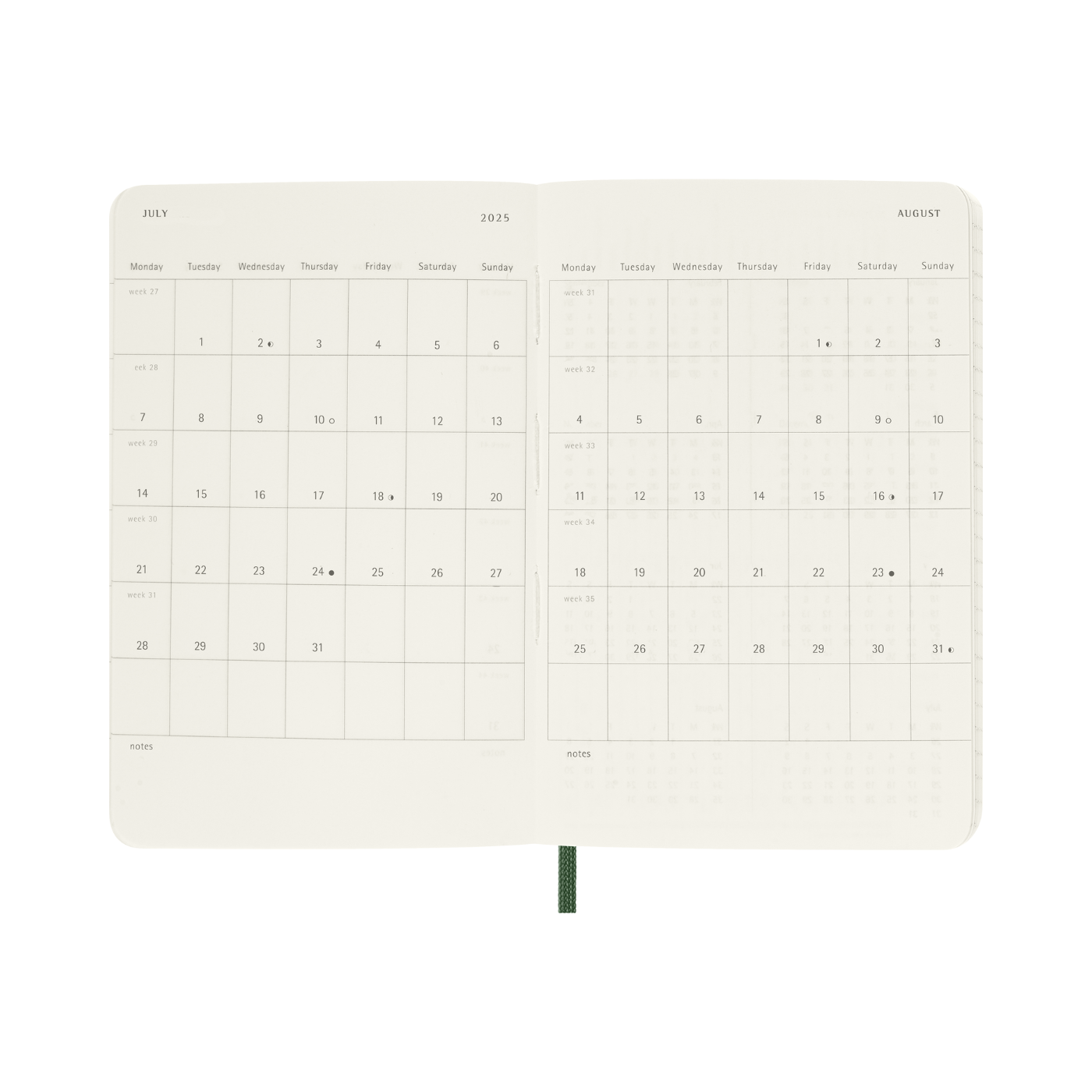 Moleskine Kalender Soft 12M Daily Pocket Myrtle Green 2026