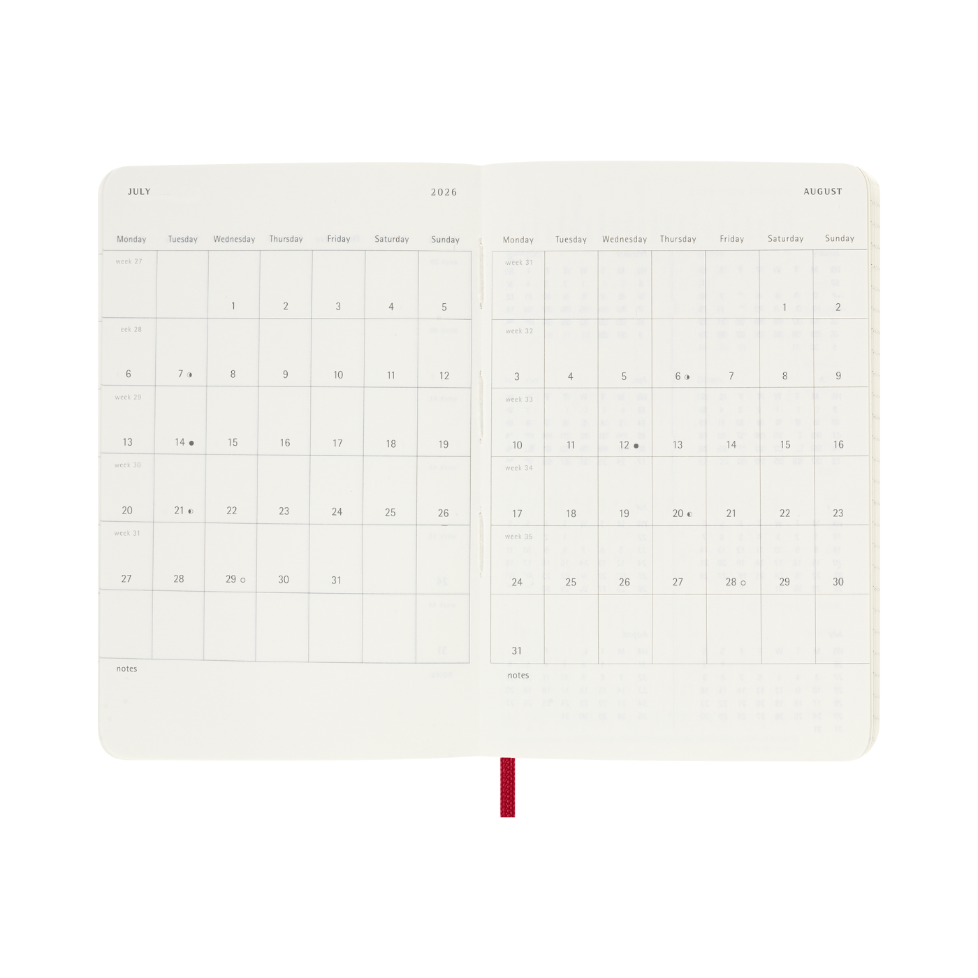 Moleskine Kalender Soft 12M Daily Pocket Rød 2026