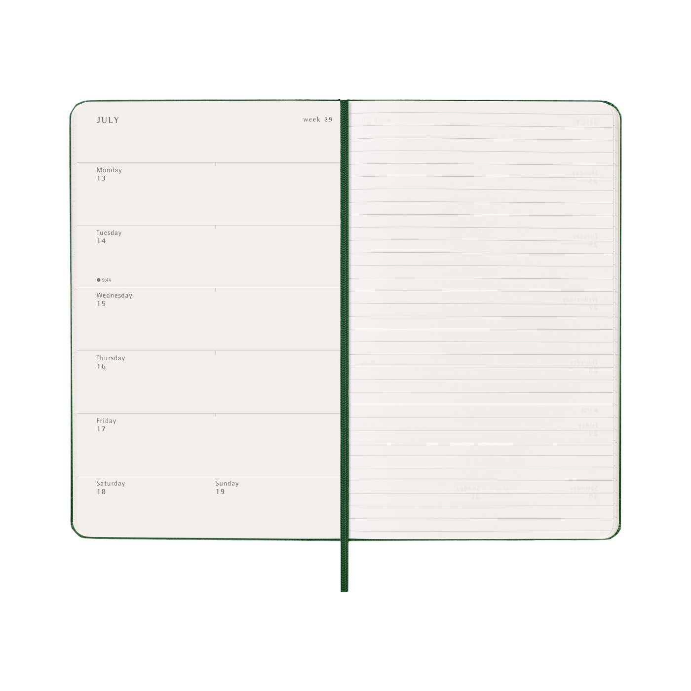 Moleskine Kalender Hard 12M Week Note Large Myrtle Green 2026