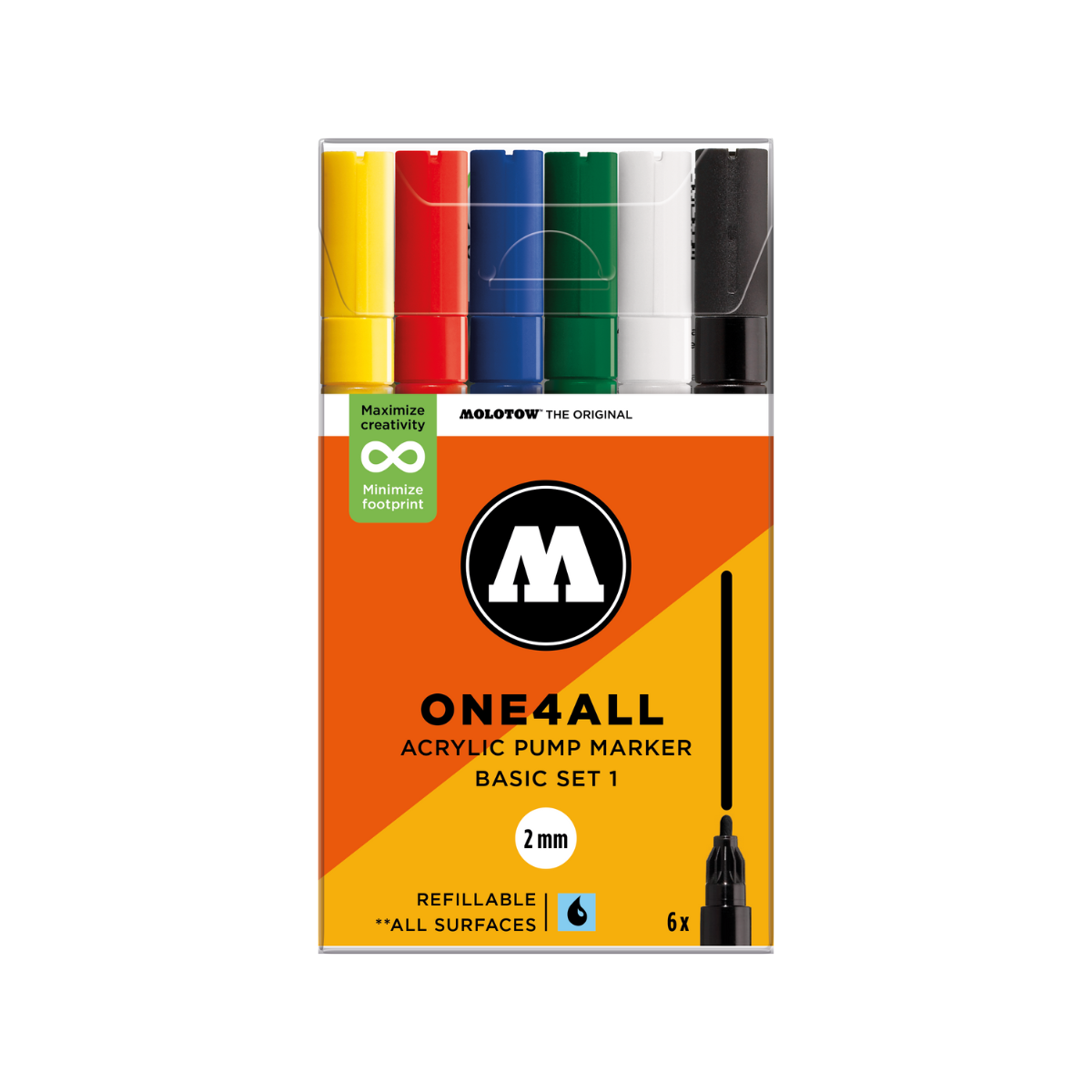 Molotow ONE4ALL 2mm. 6 stk. Basic 1 sæt
