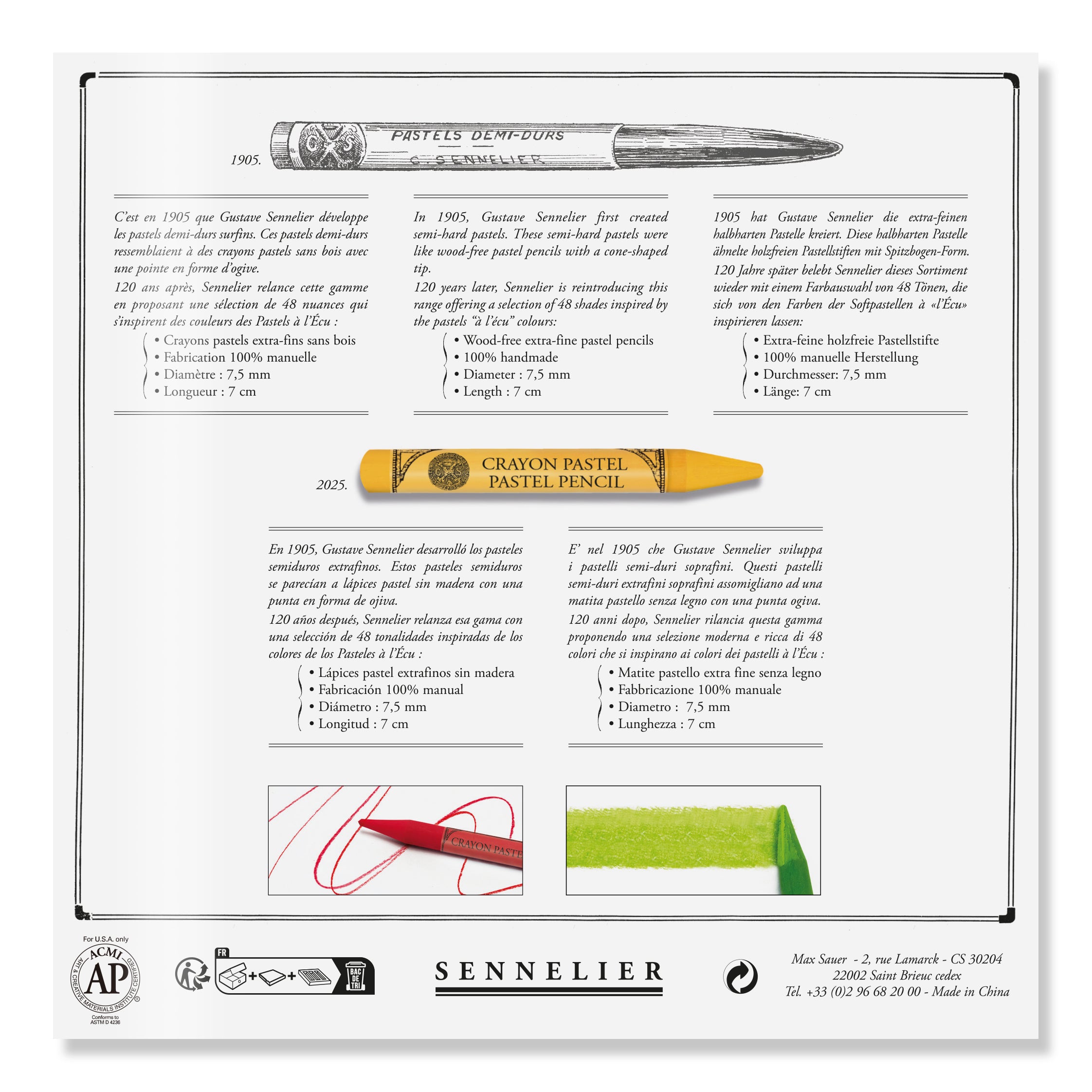 Sennelier Pastel Pencil Sæt 24 stk. halve + 12 tomme
