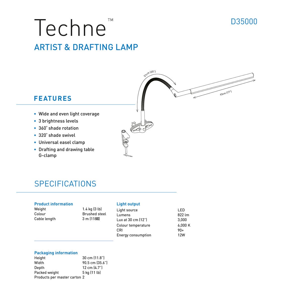 Daylight Lampe Daylight Techne Artist & Drafting Lampe