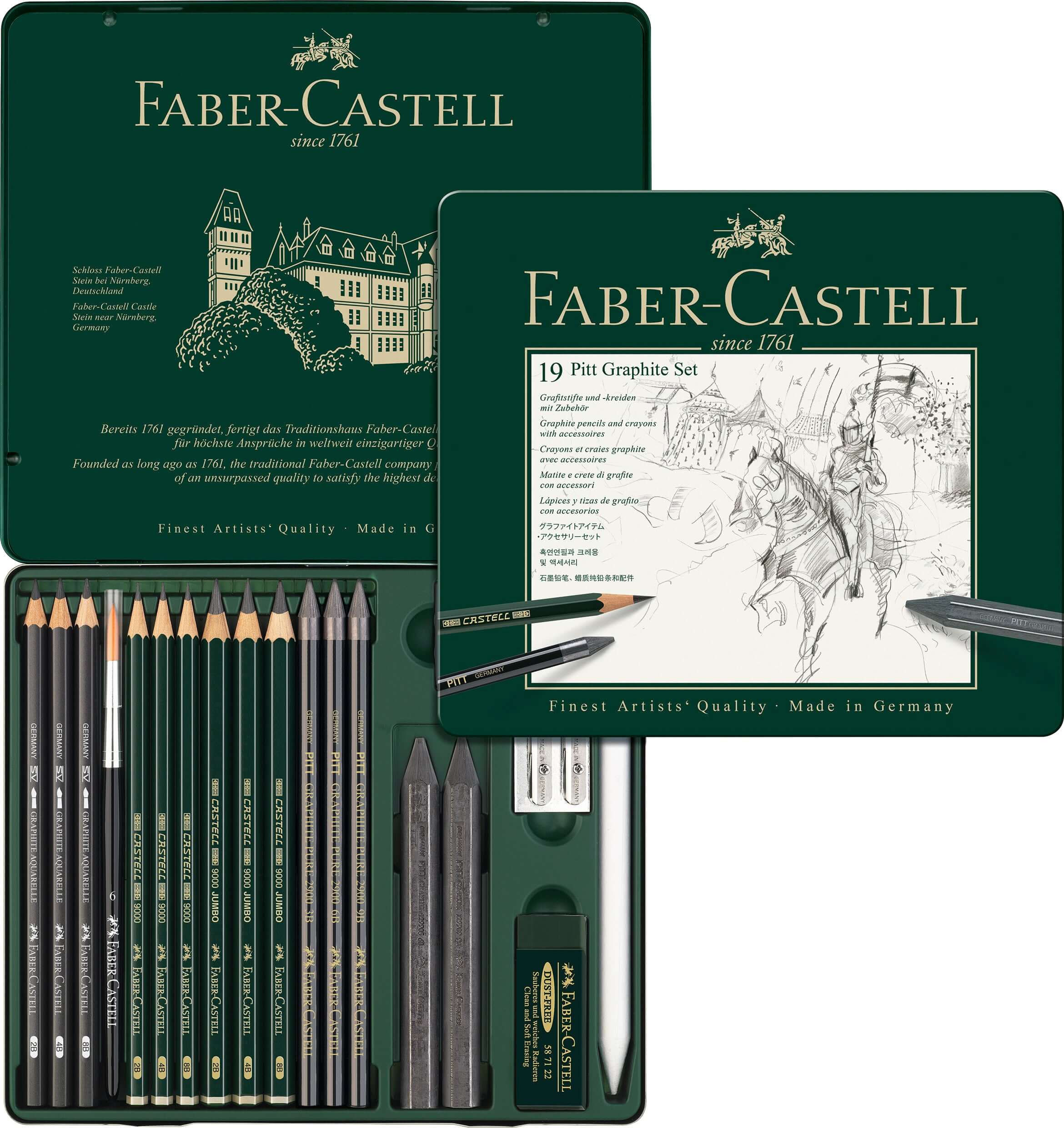 Faber-Castell Farveblyanter Faber-Castell Pitt graphite tinæske - 19 ass.