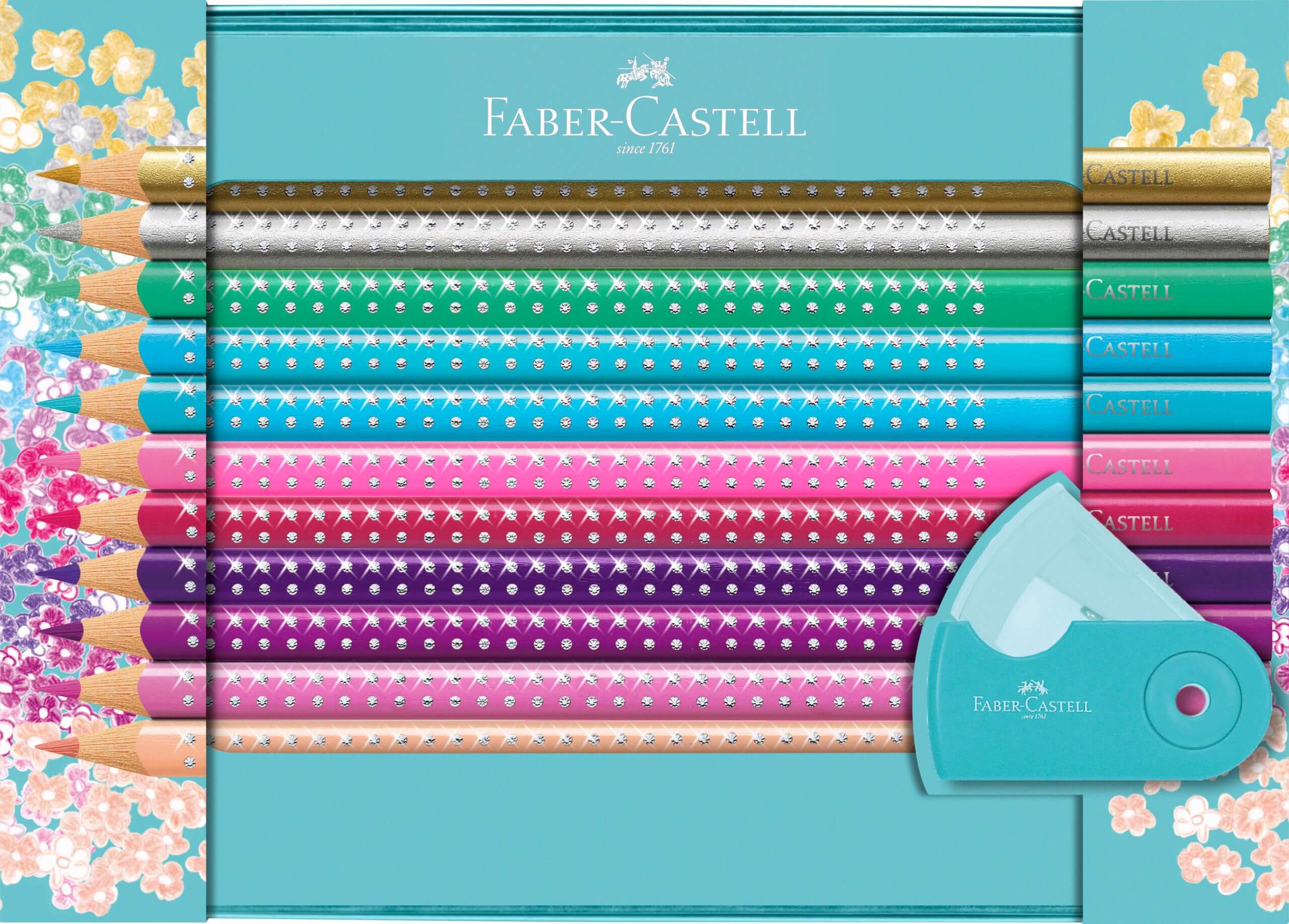 Faber-Castell Farveblyanter Grip 2001 Sparkle tinæske - 20 farver + spidser