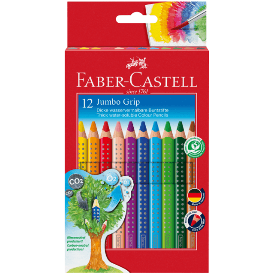 Faber-Castell Farveblyanter Jumbo Grip akvarelblyanter - 12 farver