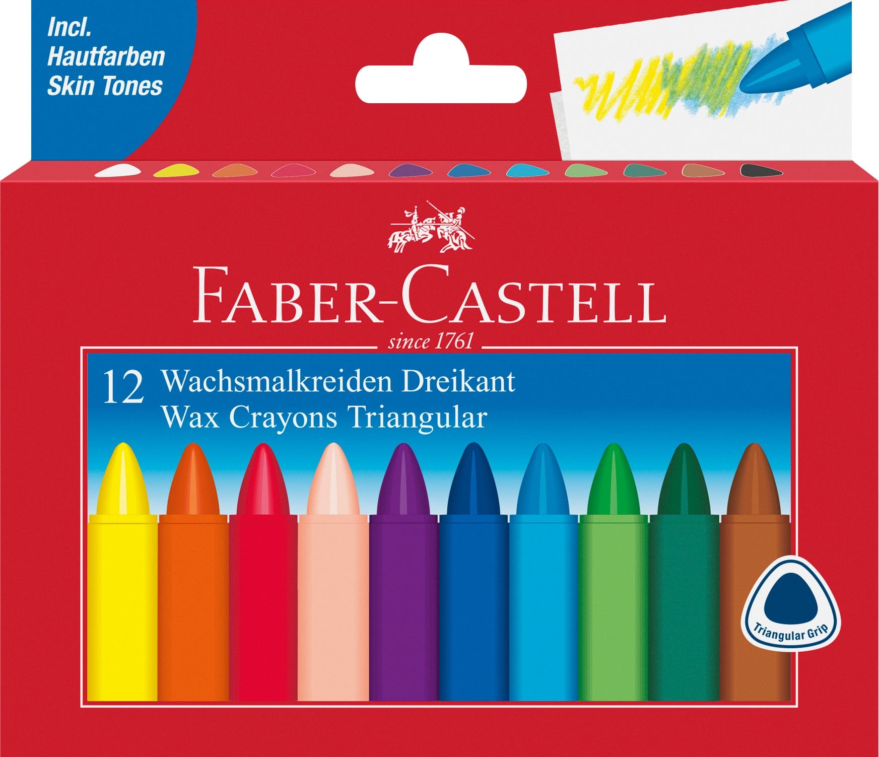 Faber-Castell Kridt Voks kridt trekantet - 12 farver