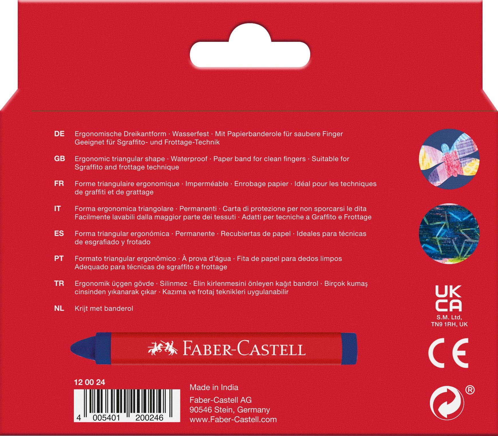 Faber-Castell Kridt Voks kridt trekantet - 24 farver