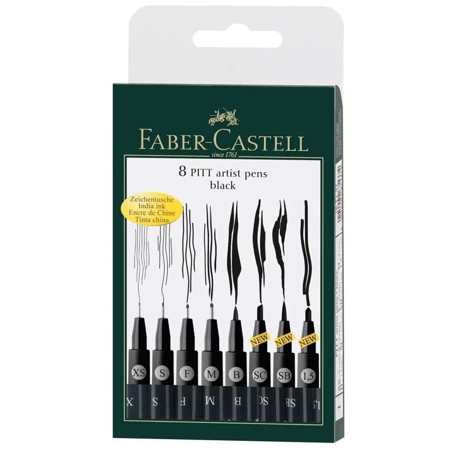 Faber-Castell Tuscher Faber-Castell Pitt Artist pens Black 8 stk