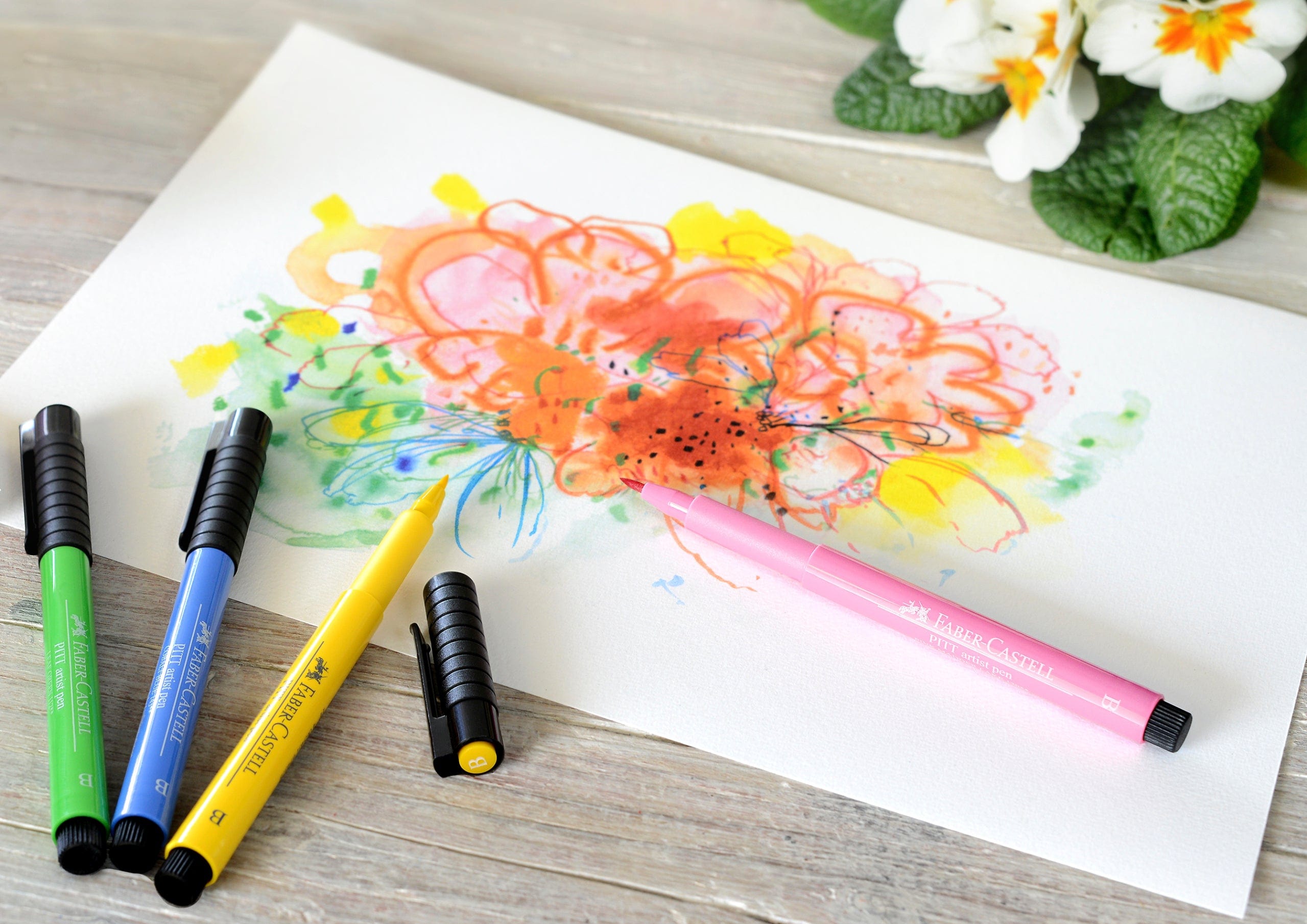Faber-Castell Tuscher Pitt artist pen gavesæt klare farver - 12 farver