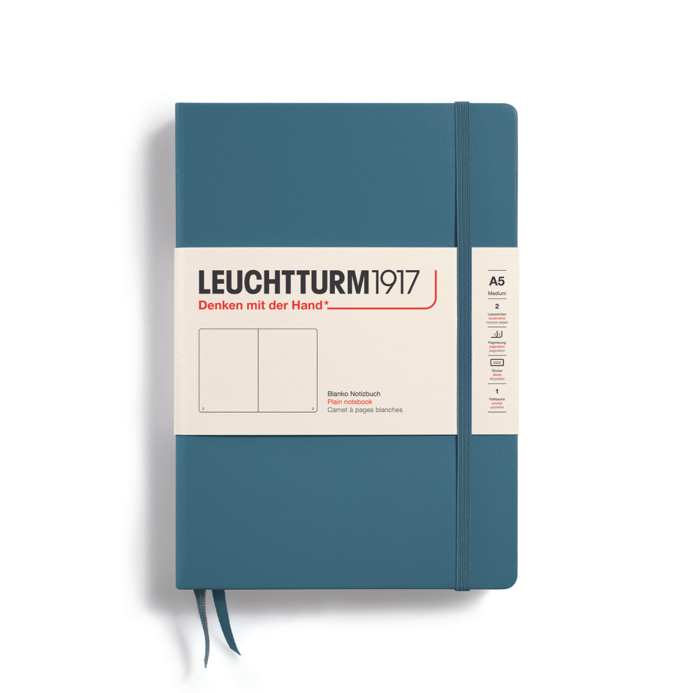 Leuchtturm 1917 Notesbog Leuchtturm1917 Notesbog Hardcover A5 249s Blank Stone Blue