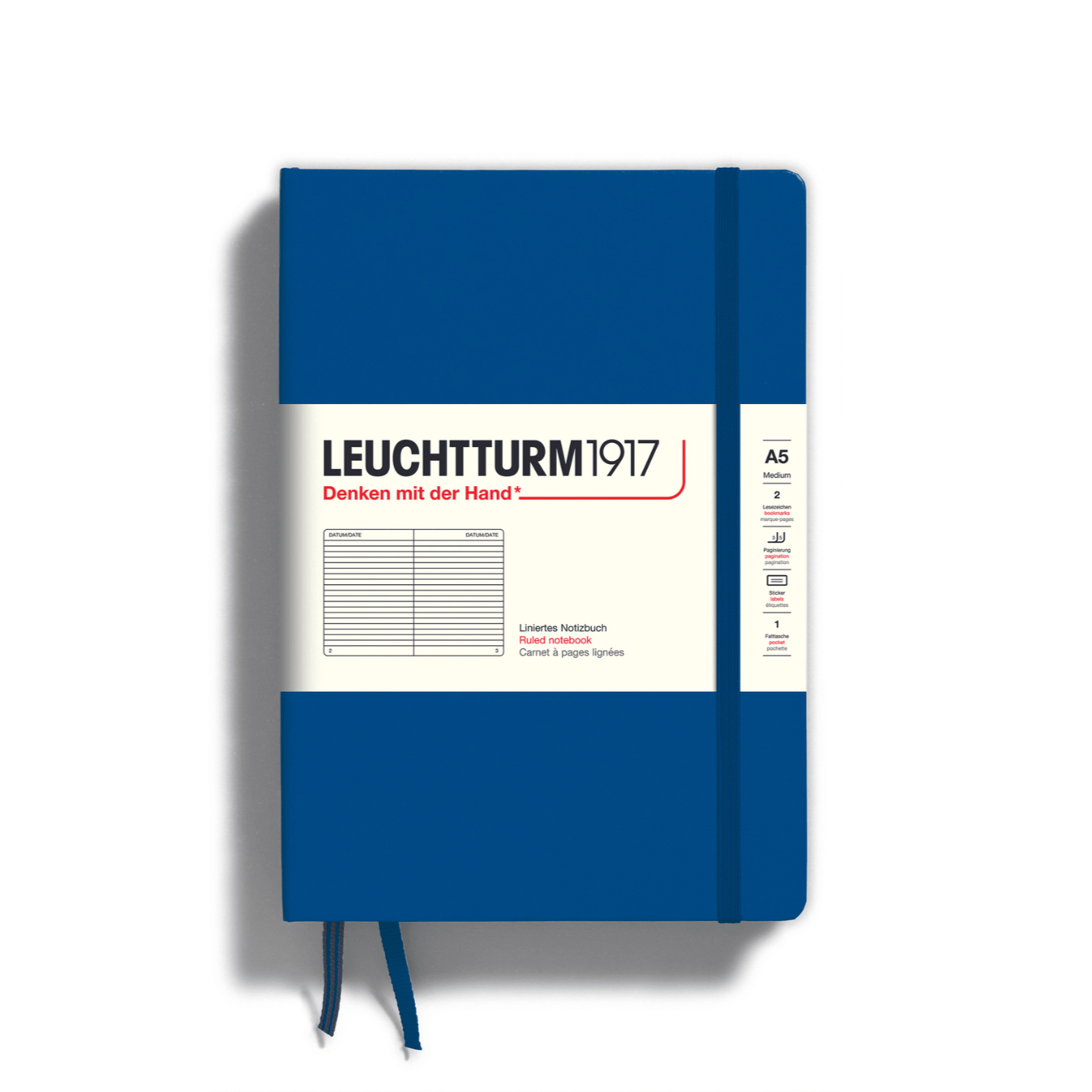 Leuchtturm 1917 Notesbog Leuchtturm1917 Notesbog Hardcover A5 249s Linjeret Kings Blue