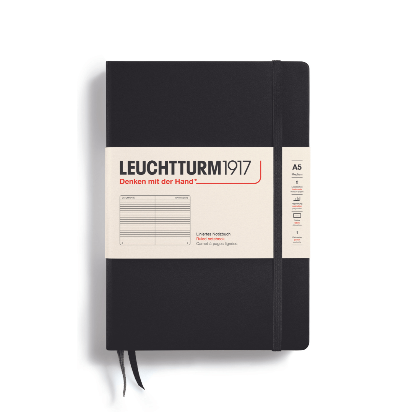 Leuchtturm 1917 Notesbog Leuchtturm1917 Notesbog Hardcover A5 249s Linjeret Sort