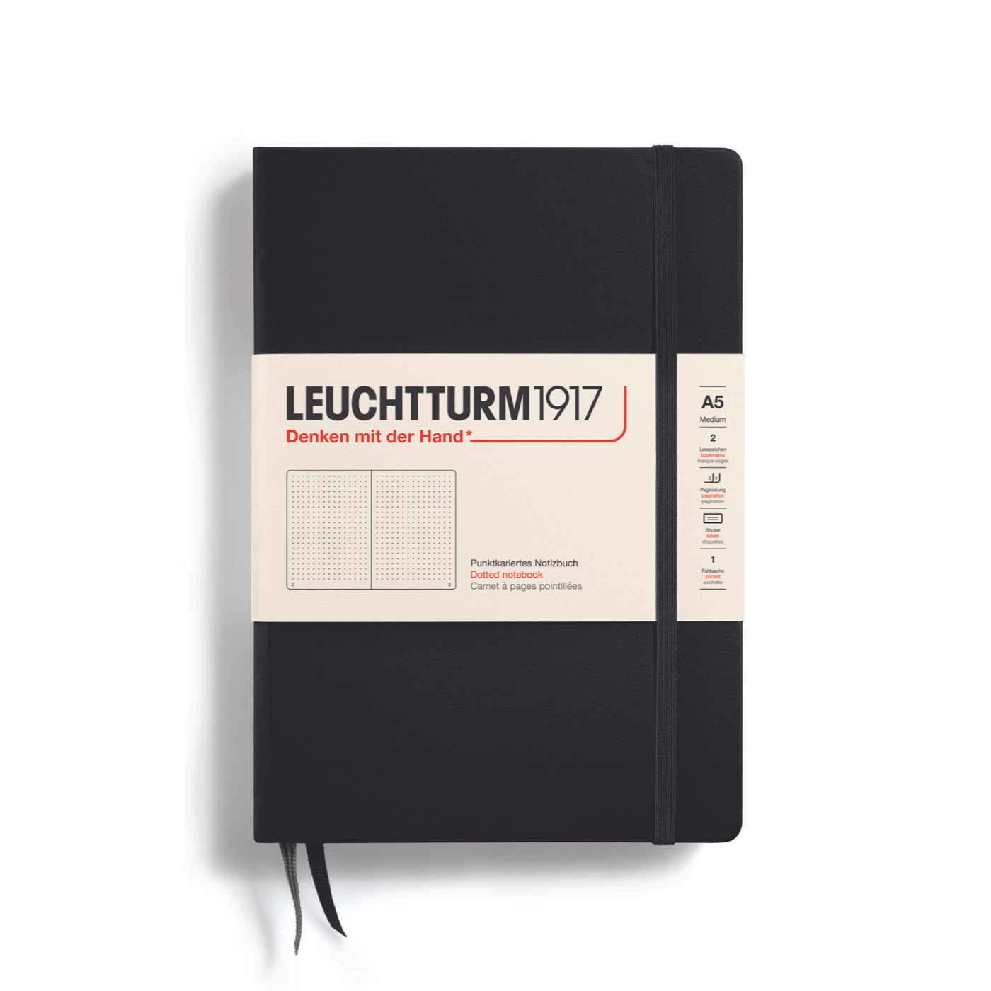 Leuchtturm 1917 Notesbog Leuchtturm1917 Notesbog Hardcover A5 249s Prikket Black