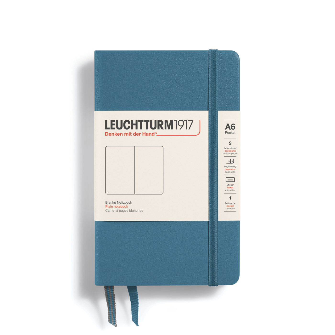 Leuchtturm 1917 Notesbog Leuchtturm1917 Notesbog Hardcover A6 185s Blank Stone Blue