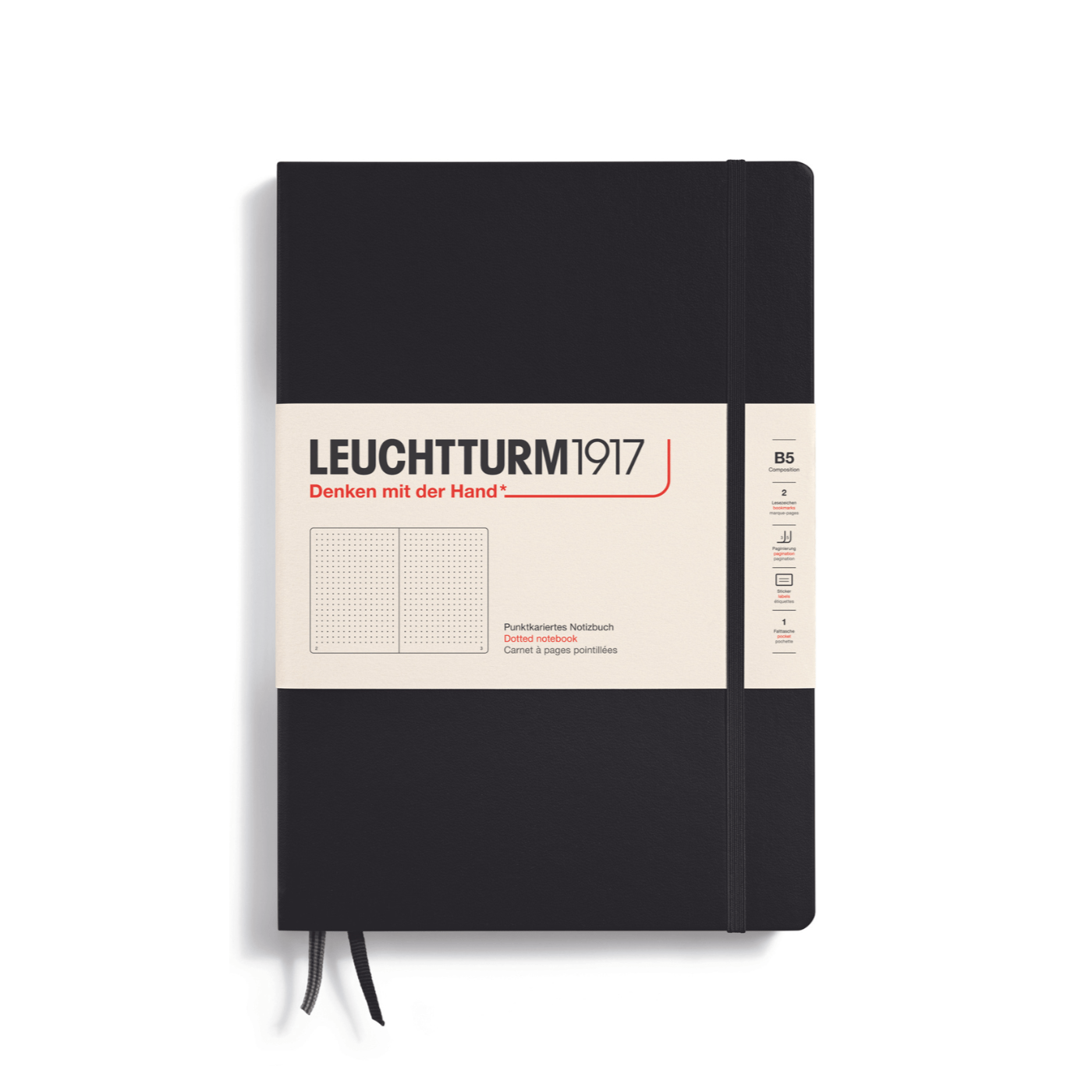 Leuchtturm 1917 Notesbog Leuchtturm1917 Notesbog Hardcover B5 219s Prikket Black