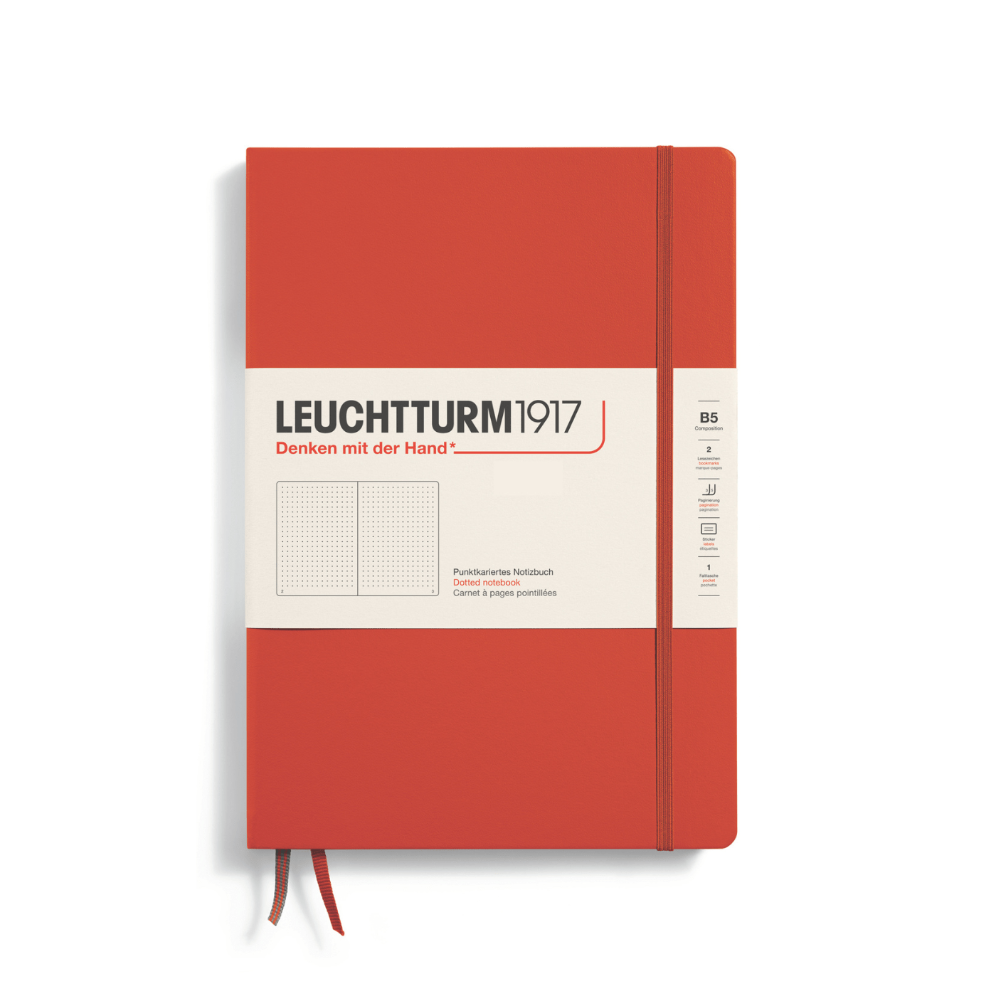 Leuchtturm 1917 Notesbog Leuchtturm1917 Notesbog Hardcover B5 219s Prikket Fox Red