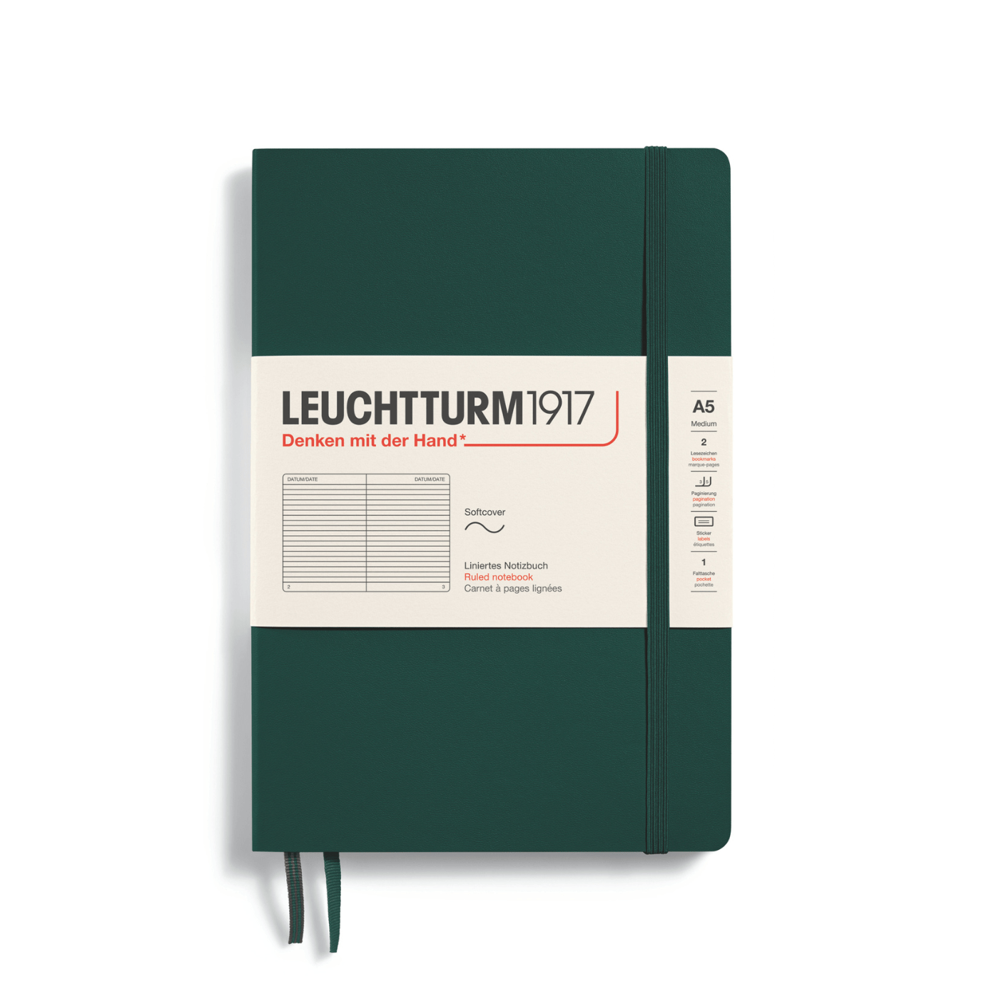 Leuchtturm 1917 Notesbog Leuchtturm1917 Notesbog Softcover A5 121s Linjeret Forest Green