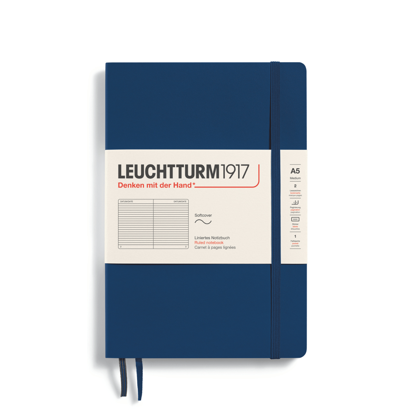 Leuchtturm 1917 Notesbog Leuchtturm1917 Notesbog Softcover A5 121s Linjeret Navy