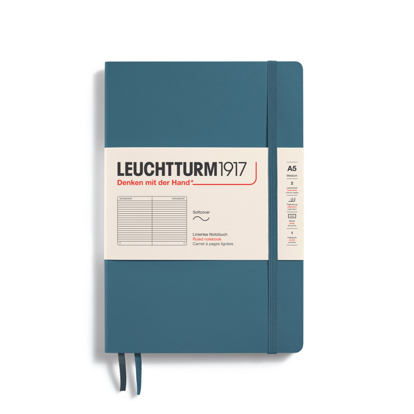 Leuchtturm 1917 Notesbog Leuchtturm1917 Notesbog Softcover A5 121s Linjeret Stone Blue