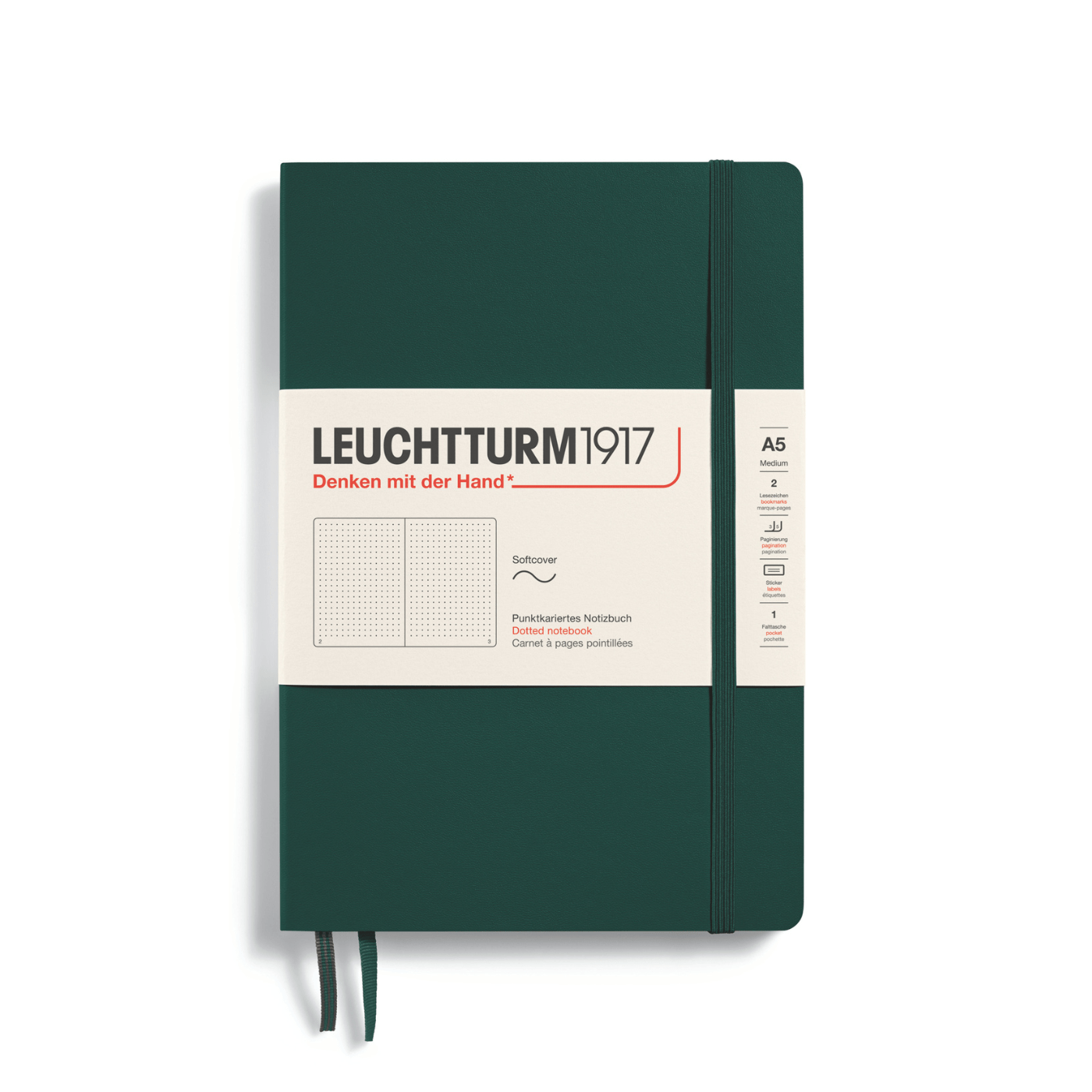 Leuchtturm 1917 Notesbog Leuchtturm1917 Notesbog Softcover A5 121s Prikket Forest Green