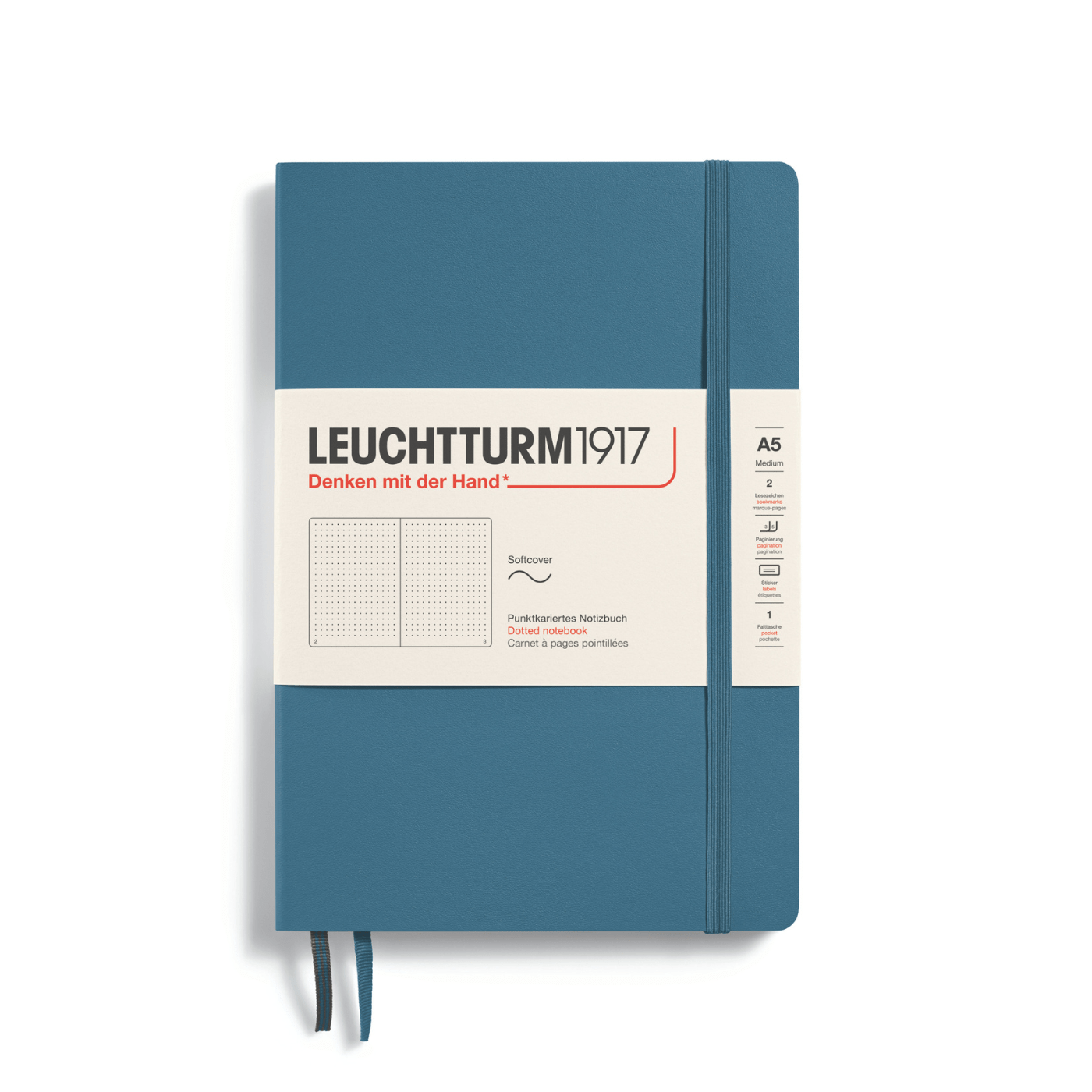 Leuchtturm 1917 Notesbog Leuchtturm1917 Notesbog Softcover A5 121s Prikket Stone Blue