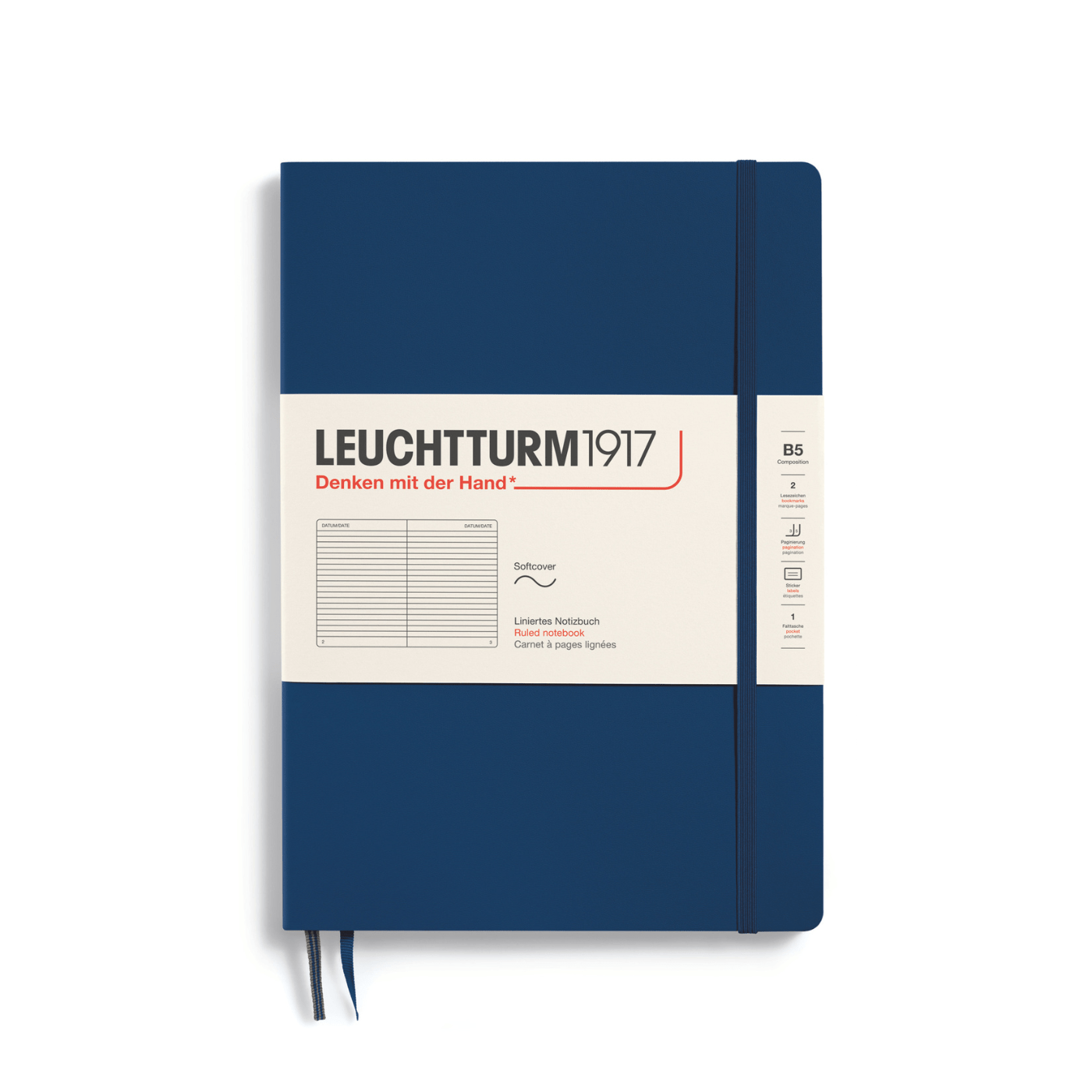 Leuchtturm 1917 Notesbog Leuchtturm1917 Notesbog Softcover B5 121s Linjeret Navy