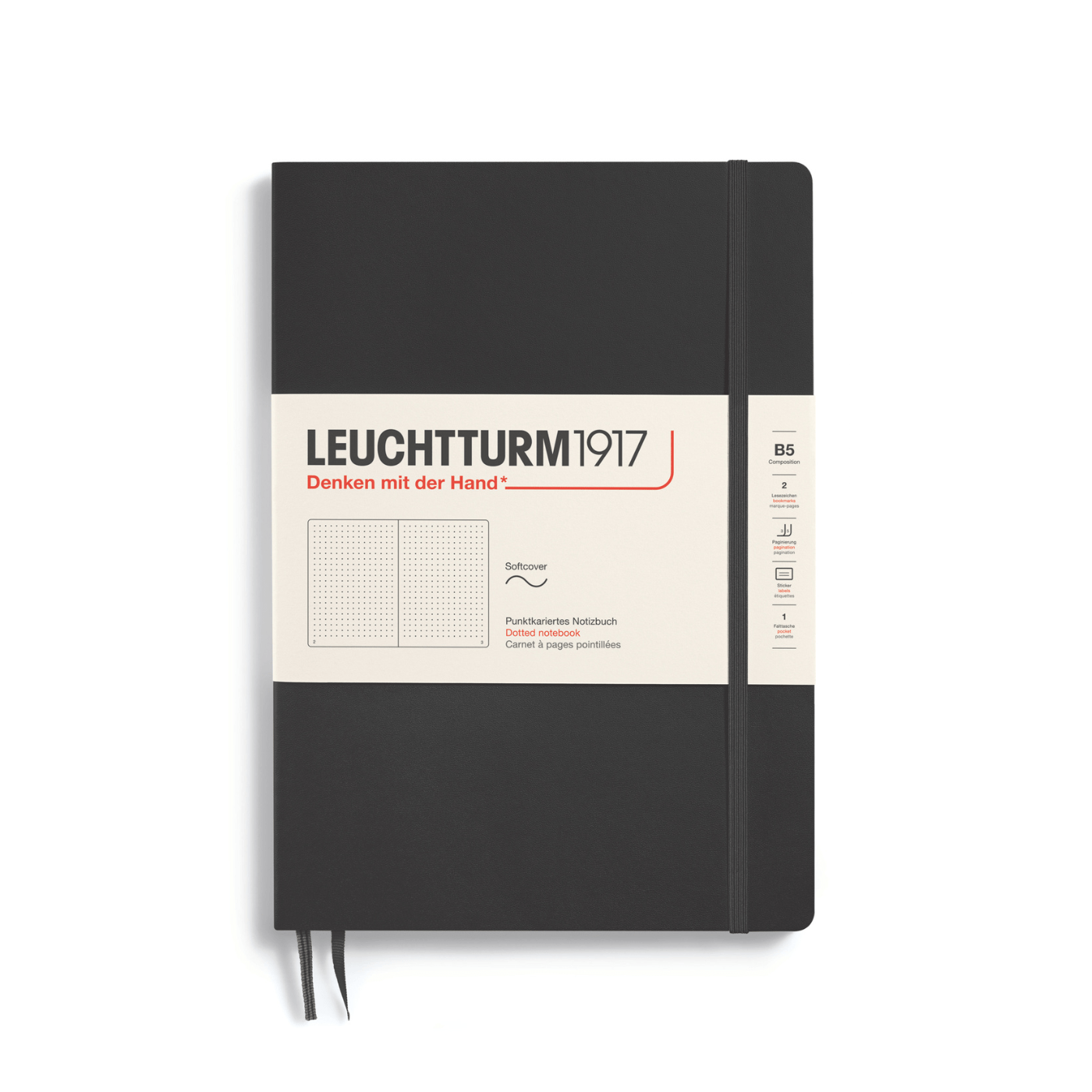 Leuchtturm 1917 Notesbog Leuchtturm1917 Notesbog Softcover B5 121s Prikket Black