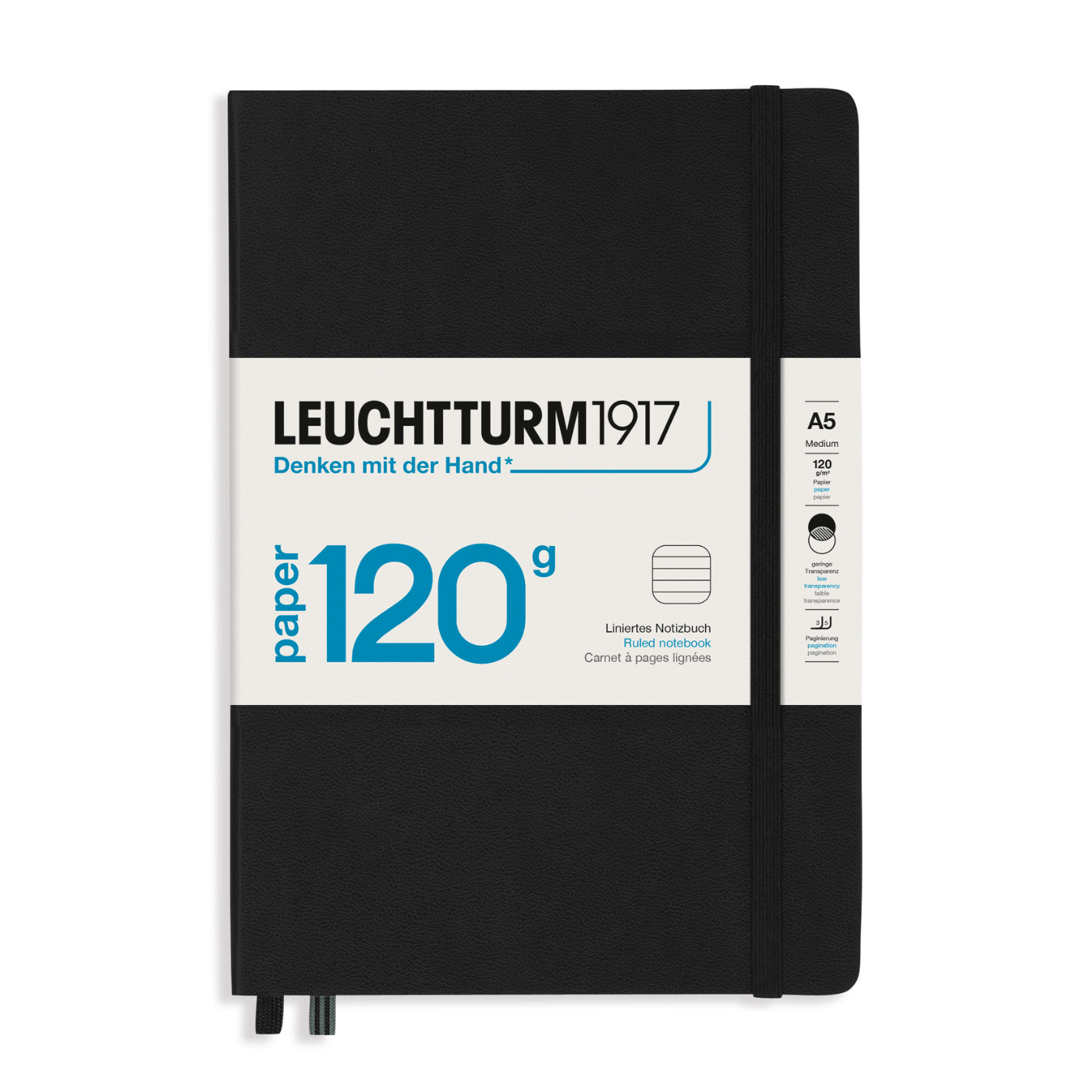 Leuchtturm 1917 Notesbog Leuchtturm1917 Paper 120g Notesbog Hardcover A5 201s Linjeret Black