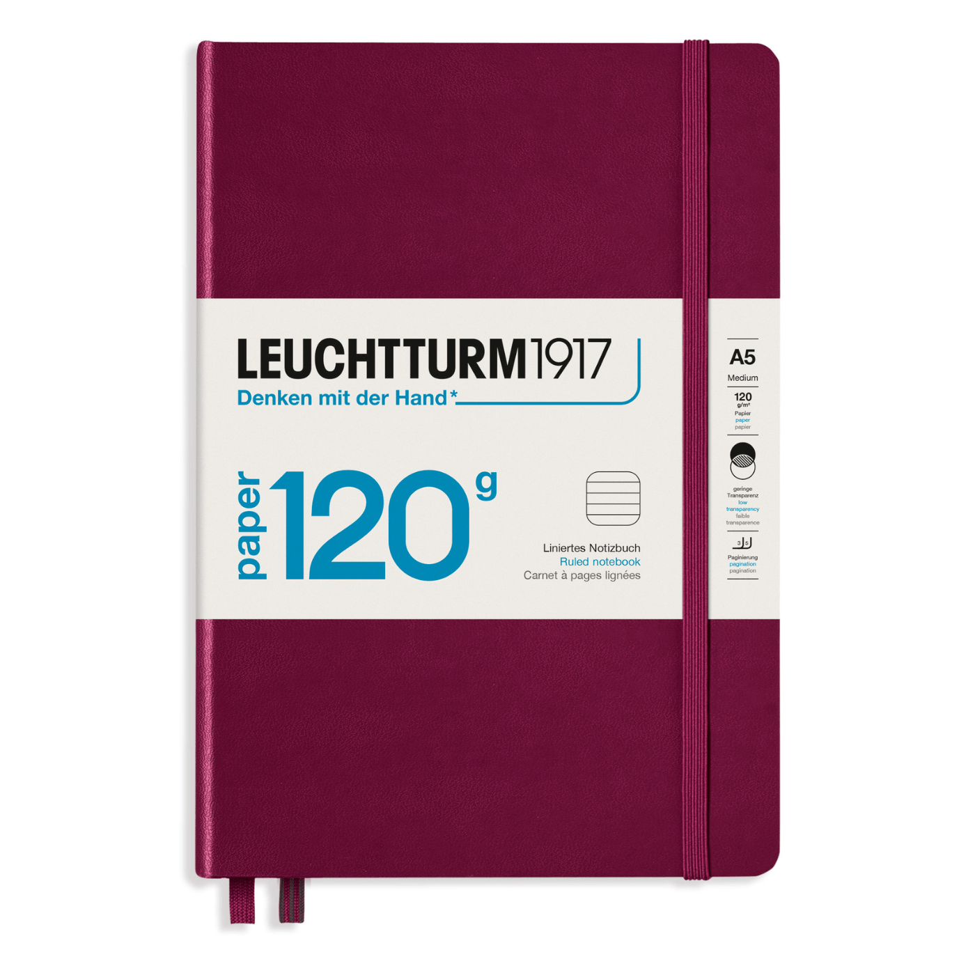 Leuchtturm 1917 Notesbog Leuchtturm1917 Paper 120g Notesbog Hardcover A5 201s Linjeret Port Red