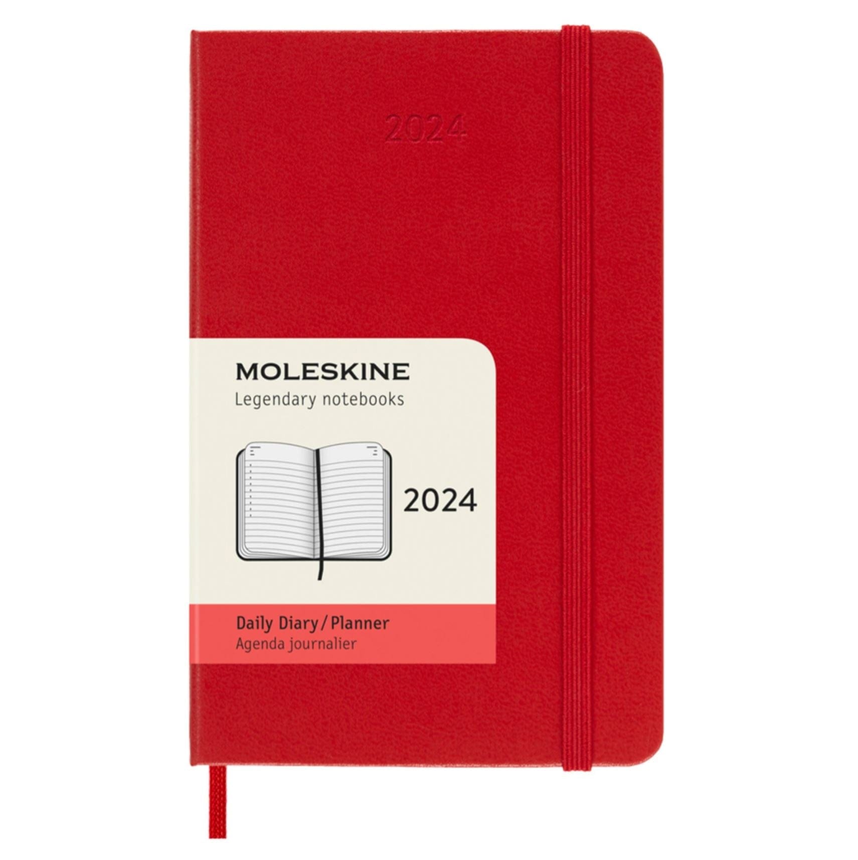 Moleskin Kalender Moleskine Classic Hard 12M Daily Pocket Rød 2024