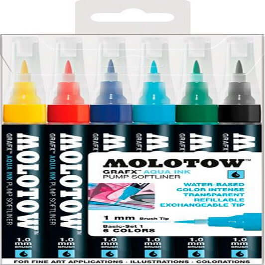 Molotow Tegneartikler MOLOTOW AQUA INK sæt m. 6 stk. basic set 1