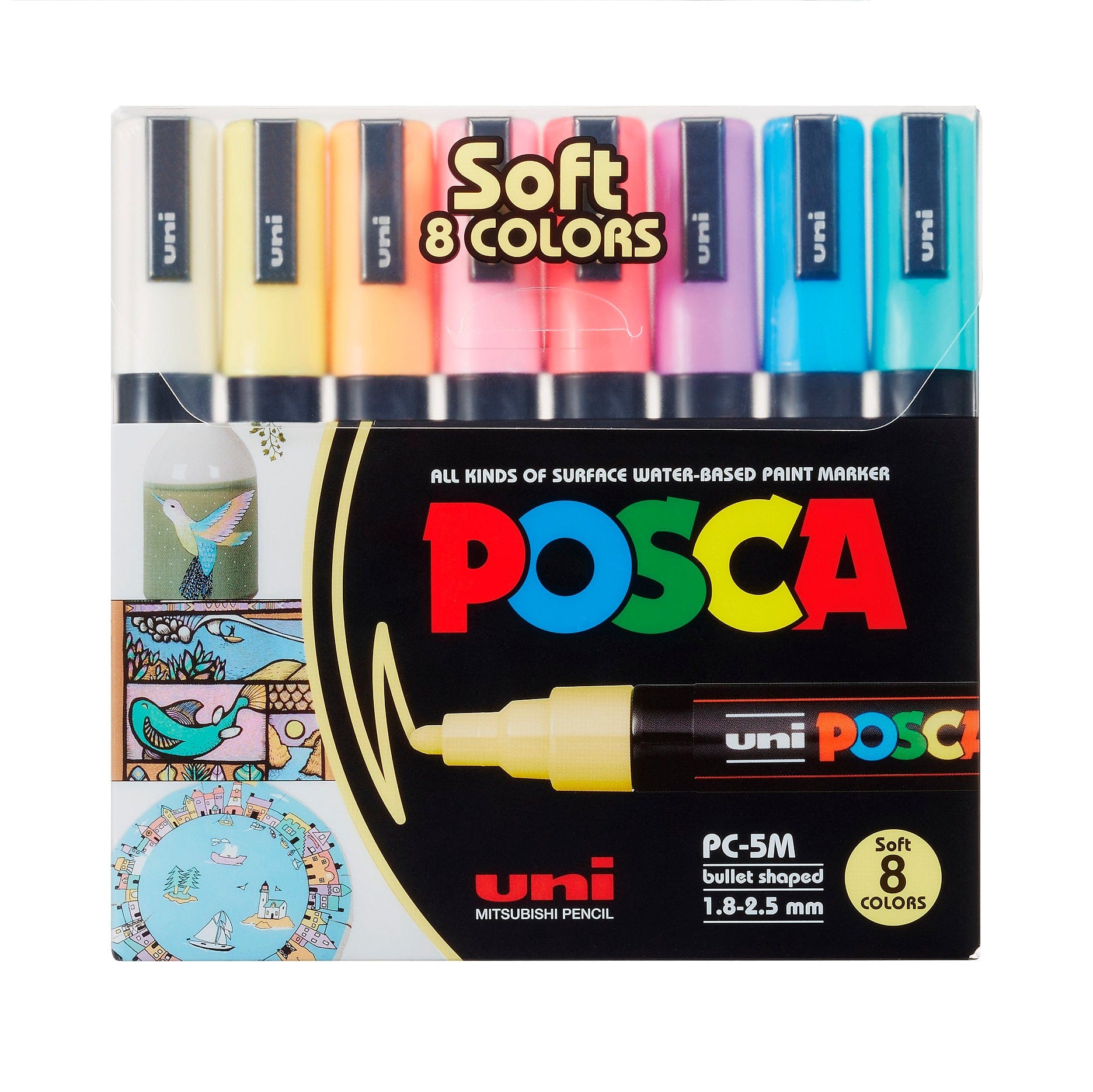 Posca Tuscher PC-5M 1.8-2.5 mm Posca Soft Color Set (Flere Varianter)