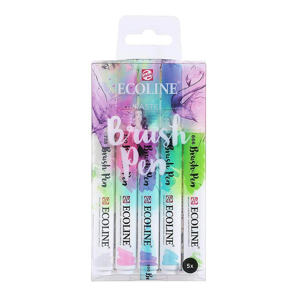 Royal Talens Akvarelmaling Pastel Ecoline Brush Pen sæt 5 stk