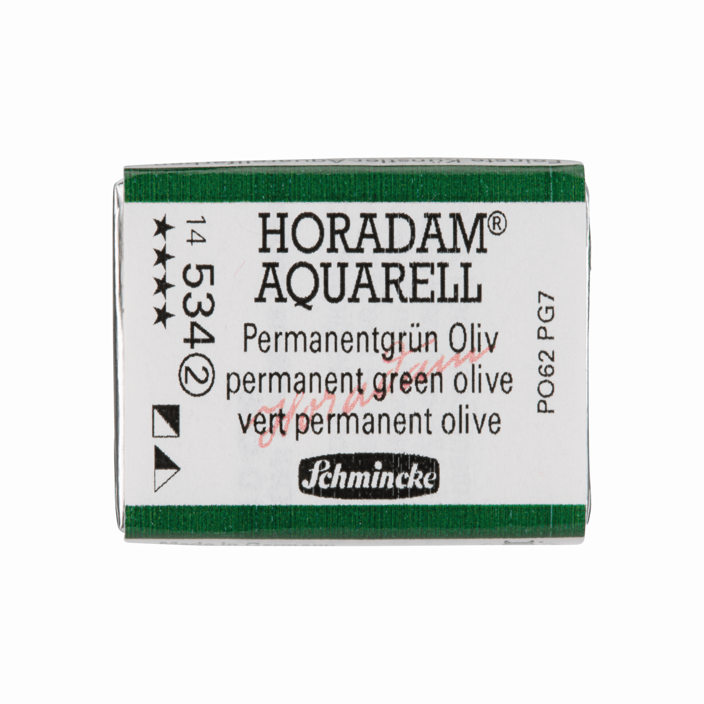 Schmincke Horadam Aquarell pans 1/1 pan Permanent Green Olive