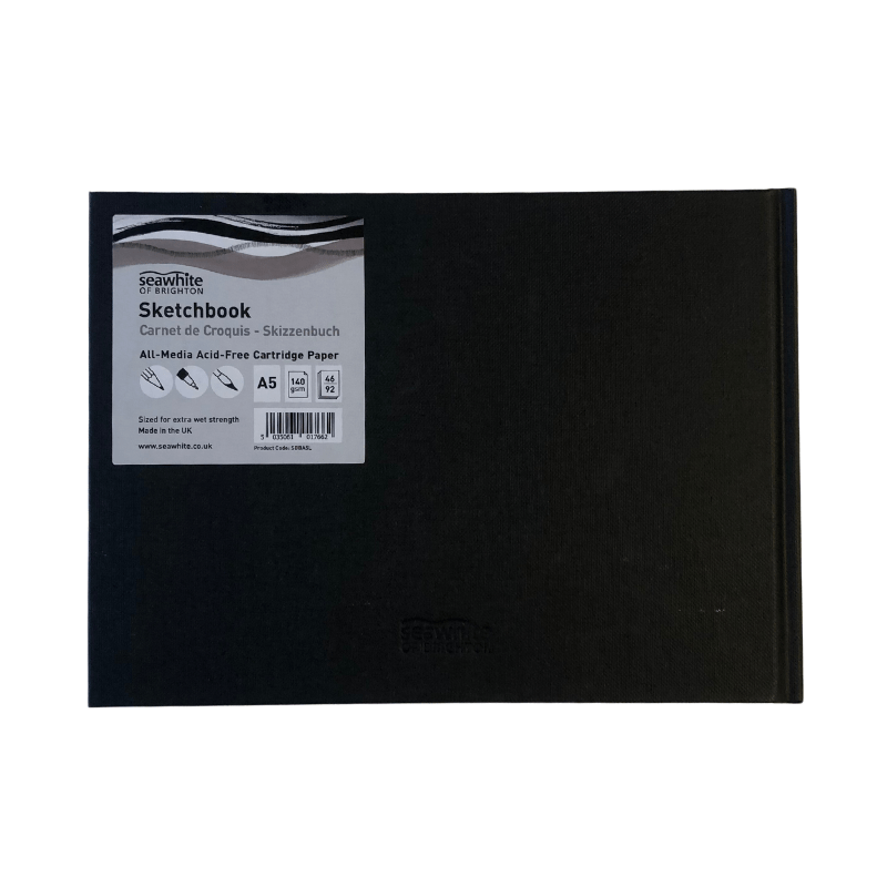 Seawhite Sketch Book Seawhite A5 Black Cloth Sketchbook Landscape. 140 gsm. 46 ark