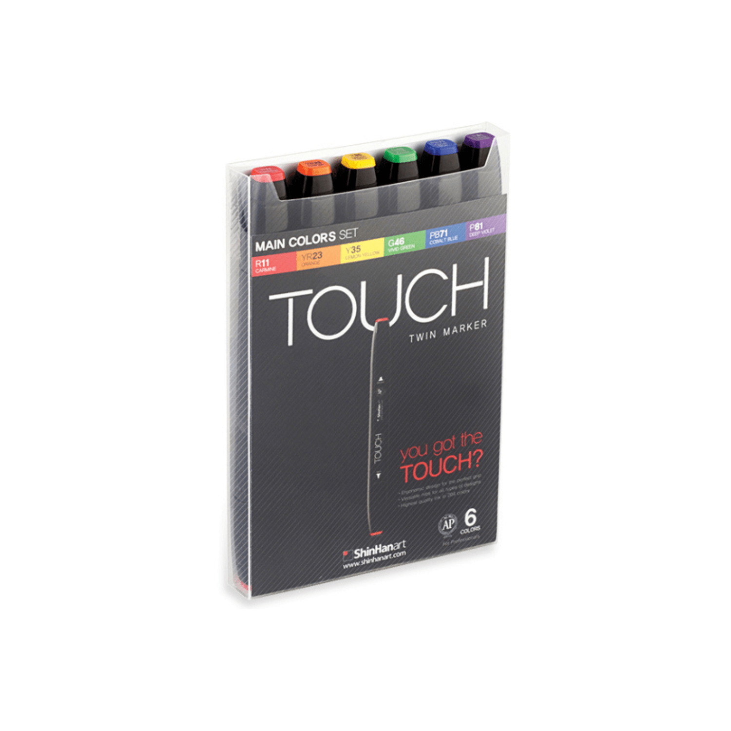ShinHanart Tegneartikler Touch Twin Markers 6 stk. Main Colors sæt