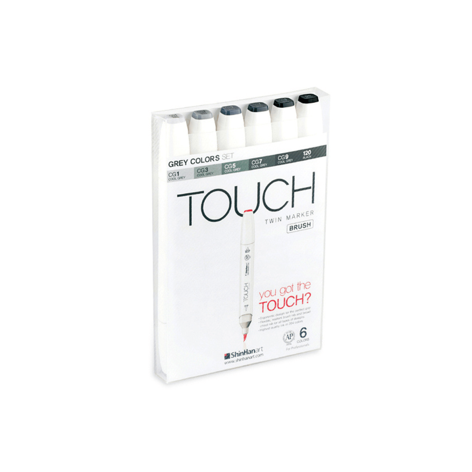 ShinHanart Touch Twin Brush Markers 6 stk. Cool Grey sæt