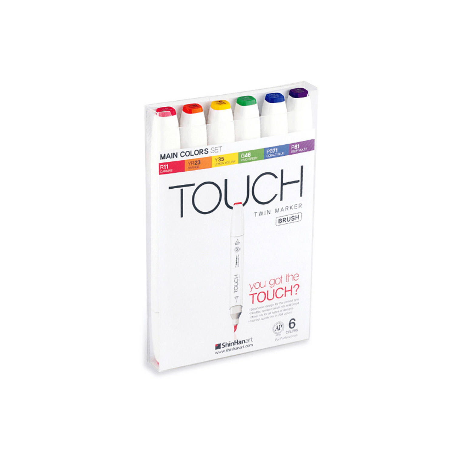 ShinHanart Touch Twin Brush Markers 6 stk. Main Colors sæt