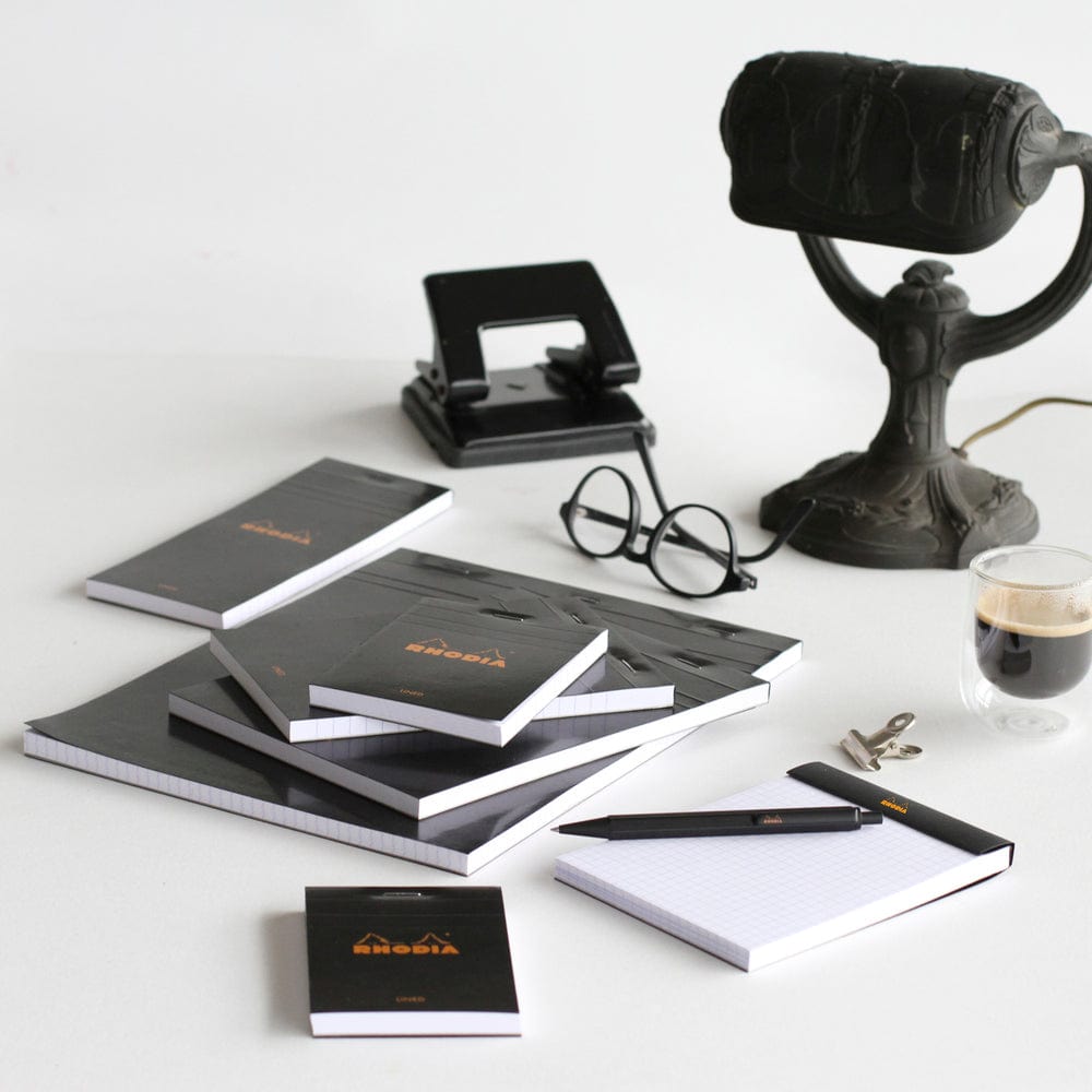 Stelling Rhodia BLACK head stapled pad N°16 - linjeret